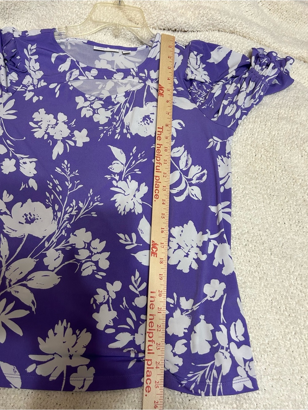 Susan Graver Liquid Knit Blouse Top Size M Purple Floral Feminine Elevated Basic - Picture 6 of 6